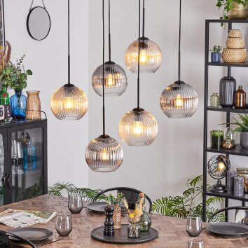 Koyoto Hanglamp, Kogellampje, Hanglamp Amber, Duidelijk, Rookkleurig, 6-lichts Koyoto Hanglamp, Kogellampje, Hanglamp Amber, Duidelijk, Rookkleurig, 6-lichts