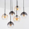 Koyoto Hanglamp, Kogellampje, Hanglamp Amber, Duidelijk, Rookkleurig, 6-lichts