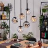 Gastor Hanglamp, Kogellampje, Hanglamp Amber, Chroom, Duidelijk, Rookkleurig, 6-lichts