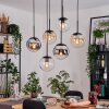 Gastor Hanglamp, Kogellampje, Hanglamp Amber, Chroom, Duidelijk, Rookkleurig, 6-lichts