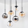 Gastor Hanglamp, Kogellampje, Hanglamp Amber, Chroom, Duidelijk, Rookkleurig, 6-lichts
