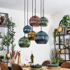 Koyoto Hanglamp, Kogellampje, Hanglamp Blauw, Goud, Groen, Koperkleurig, 6-lichts