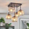 Ripoll Plafondlamp, Kogellampje Amber, Duidelijk, Rookkleurig, 5-lichts
