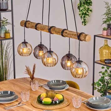 Koyoto Hanglamp, Kogellampje, Hanglamp Natuurlijke kleuren, Zwart, 5-lichts Koyoto Hanglamp, Kogellampje, Hanglamp Natuurlijke kleuren, Zwart, 5-lichts