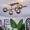 Chehalis Plafondlamp, Kogellampje Blauw, Groen, Koperkleurig, 5-lichts