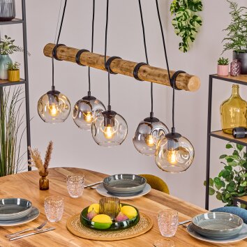 Ripoll Hanglamp, Kogellampje, Hanglamp Natuurlijke kleuren, Zwart, 5-lichts Ripoll Hanglamp, Kogellampje, Hanglamp Natuurlijke kleuren, Zwart, 5-lichts