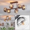 Koyoto Plafondlamp, Kogellampje Duidelijk, Rookkleurig, 6-lichts