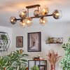 Koyoto Plafondlamp, Kogellampje Amber, Duidelijk, Rookkleurig, 8-lichts