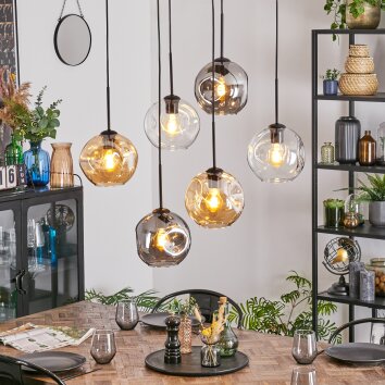 Ripoll Hanglamp, Kogellampje, Hanglamp Amber, Duidelijk, Rookkleurig, 6-lichts Ripoll Hanglamp, Kogellampje, Hanglamp Amber, Duidelijk, Rookkleurig, 6-lichts