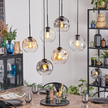 Ripoll Hanglamp, Kogellampje, Hanglamp Amber, Duidelijk, Rookkleurig, 6-lichts
