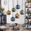 Ripoll Hanglamp, Kogellampje, Hanglamp Blauw, Goud, Groen, 6-lichts