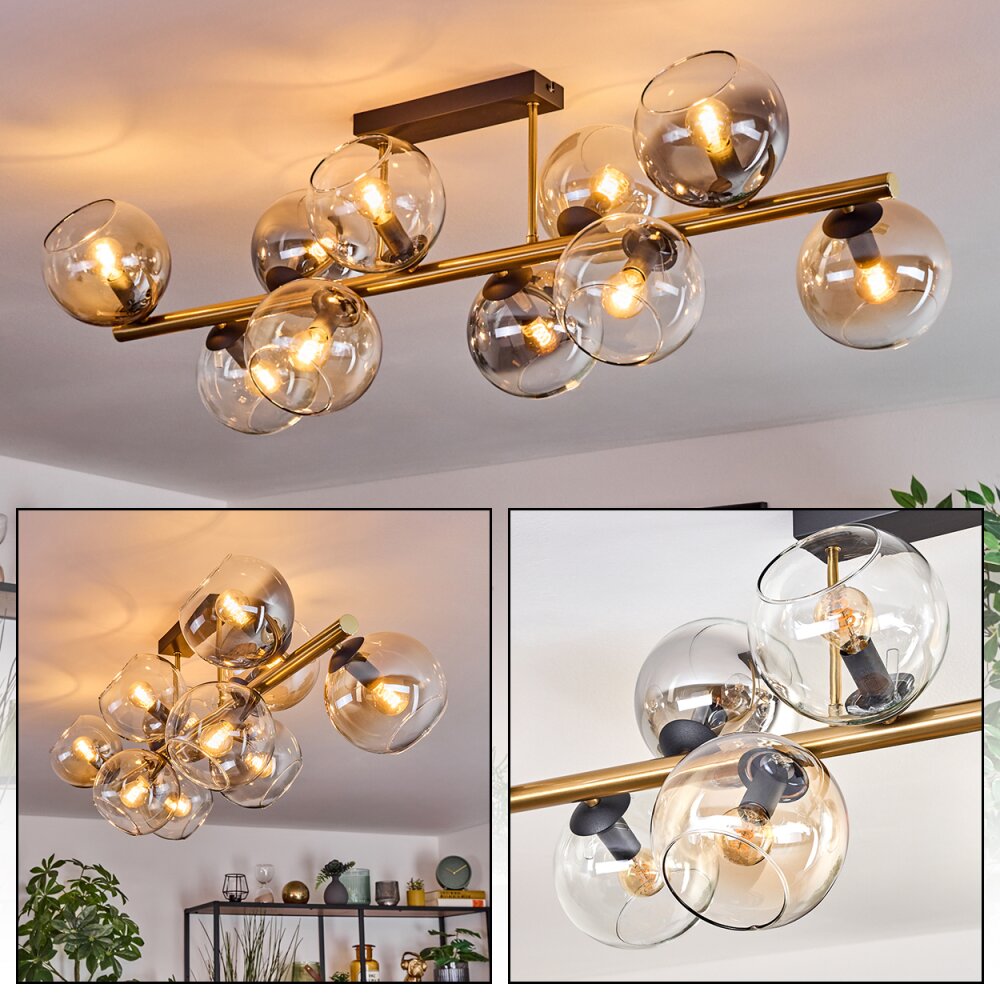 Koyoto Plafondlamp, Kogellampje Goud, Zwart, 10-lichts main product photo