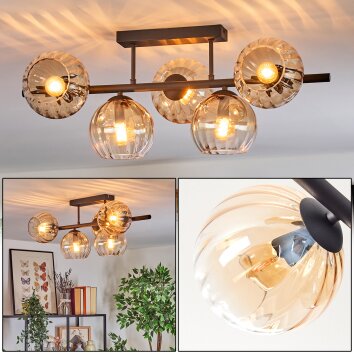 Koyoto Plafondlamp, Kogellampje Zwart, 5-lichts