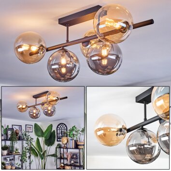 Chehalis Plafondlamp, Kogellampje Zwart, 5-lichts