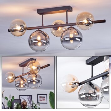 Chehalis Plafondlamp, Kogellampje Zwart, 5-lichts