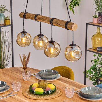 Ripoll Hanglamp, Kogellampje, Hanglamp Natuurlijke kleuren, Zwart, 4-lichts