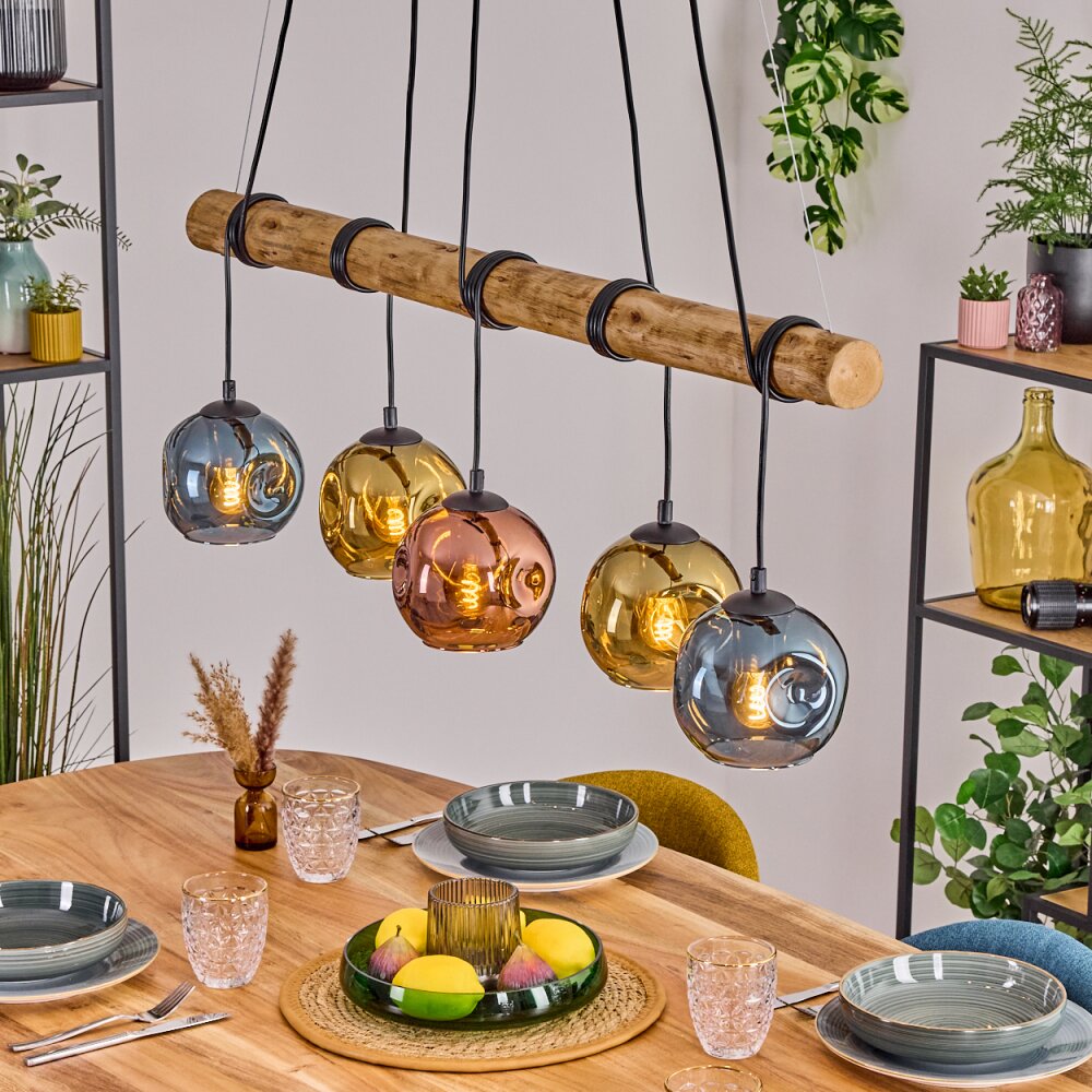 Ripoll Hanglamp, Kogellampje, Hanglamp Natuurlijke kleuren, Zwart, 5-lichts main product photo