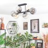 Koyoto Plafondlamp, Kogellampje Amber, Duidelijk, Rookkleurig, 6-lichts