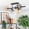 Koyoto Plafondlamp, Kogellampje Amber, Duidelijk, Rookkleurig, 5-lichts