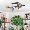 Koyoto Plafondlamp, Kogellampje Amber, Duidelijk, Rookkleurig, 5-lichts