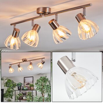 Saire Plafondlamp, Plafondspot Chroom, Nikkel mat, 4-lichts