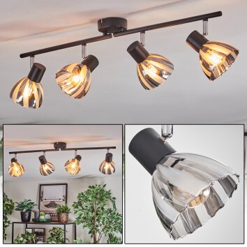 Saire Plafondlamp, Plafondspot Chroom, Zwart, 4-lichts