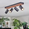 Orlan Plafondlamp, Plafondspot Chroom, Natuurlijke kleuren, Zwart, 4-lichts