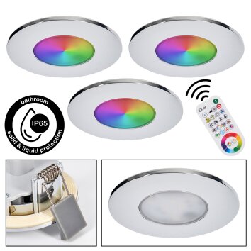 Paron Inbouw plafond armatuur, Plafondspot, Inbouw armatuur LED Chroom, 3-lichts, Afstandsbediening