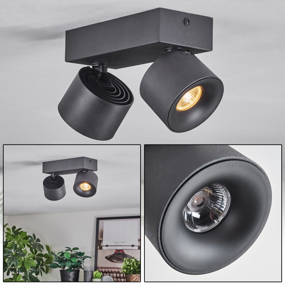 Narel Plafondlamp, Plafondspot LED Zwart, 2-lichts main product photo
