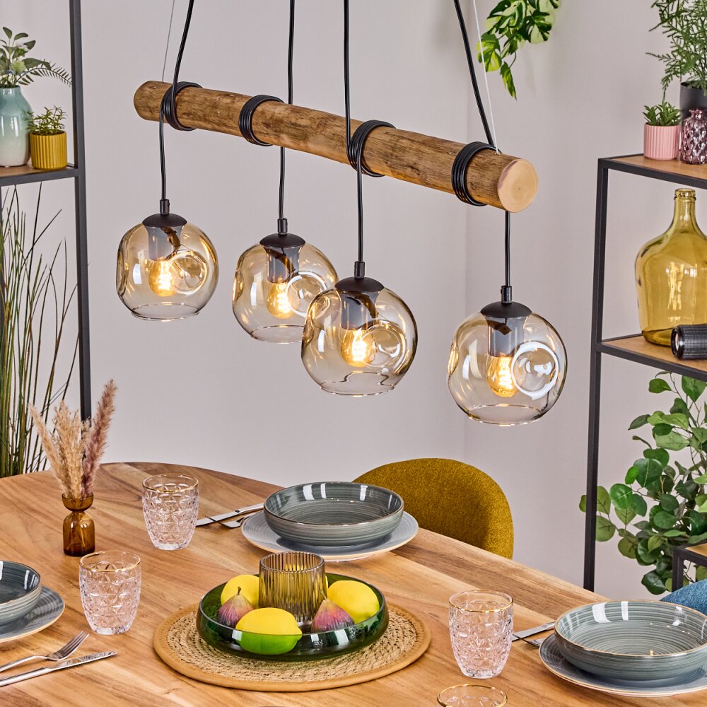Ripoll Hanglamp, Kogellampje, Hanglamp Natuurlijke kleuren, Zwart, 4-lichts main product photo