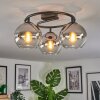 Koyoto Plafondlamp, Kogellampje Chroom, Duidelijk, Rookkleurig, 3-lichts