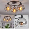 Ripoll Plafondlamp, Kogellampje Chroom, Duidelijk, Rookkleurig, 3-lichts