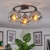 Ripoll Plafondlamp, Kogellampje Chroom, Duidelijk, Rookkleurig, 3-lichts