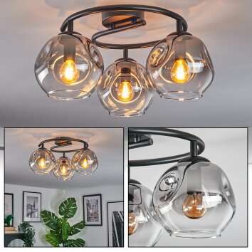 Ripoll Plafondlamp, Kogellampje Duidelijk, Rookkleurig, 3-lichts
