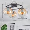 Koyoto Plafondlamp, Kogellampje Amber, Duidelijk, 3-lichts