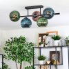Koyoto Plafondlamp, Kogellampje Blauw, Groen, Koperkleurig, 5-lichts