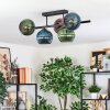 Koyoto Plafondlamp, Kogellampje Blauw, Groen, Koperkleurig, 5-lichts