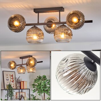 Ripoll Plafondlamp, Kogellampje Chroom, Duidelijk, Rookkleurig, 5-lichts Ripoll Plafondlamp, Kogellampje Chroom, Duidelijk, Rookkleurig, 5-lichts