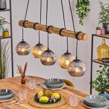 Ripoll Hanglamp, Kogellampje, Hanglamp Natuurlijke kleuren, Zwart, 5-lichts Ripoll Hanglamp, Kogellampje, Hanglamp Natuurlijke kleuren, Zwart, 5-lichts