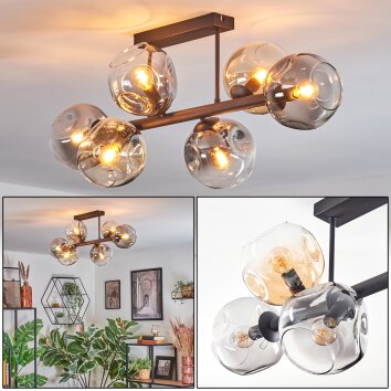 Ripoll Plafondlamp, Kogellampje Amber, Duidelijk, Rookkleurig, 6-lichts Ripoll Plafondlamp, Kogellampje Amber, Duidelijk, Rookkleurig, 6-lichts