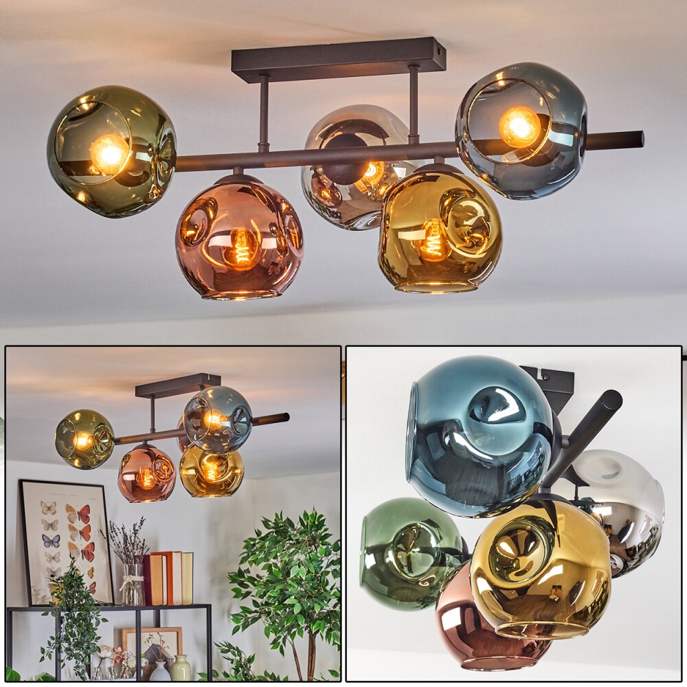 Ripoll Plafondlamp, Kogellampje Blauw, Chroom, Goud, Groen, Koperkleurig, Rookkleurig, 5-lichts main product photo