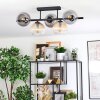 Koyoto Plafondlamp, Kogellampje Amber, Duidelijk, Rookkleurig, 5-lichts