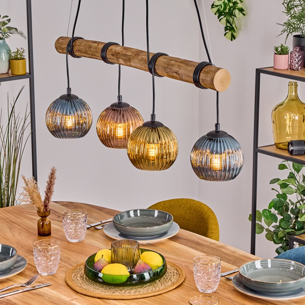 Koyoto Hanglamp, Kogellampje, Hanglamp Natuurlijke kleuren, Zwart, 4-lichts main product photo