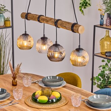 Ripoll Hanglamp, Kogellampje, Hanglamp Natuurlijke kleuren, Zwart, 4-lichts