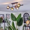 Chehalis Plafondlamp, Kogellampje Blauw, Groen, Duidelijk, Koperkleurig, 5-lichts