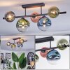 Chehalis Plafondlamp, Kogellampje Blauw, Groen, Duidelijk, Koperkleurig, 5-lichts