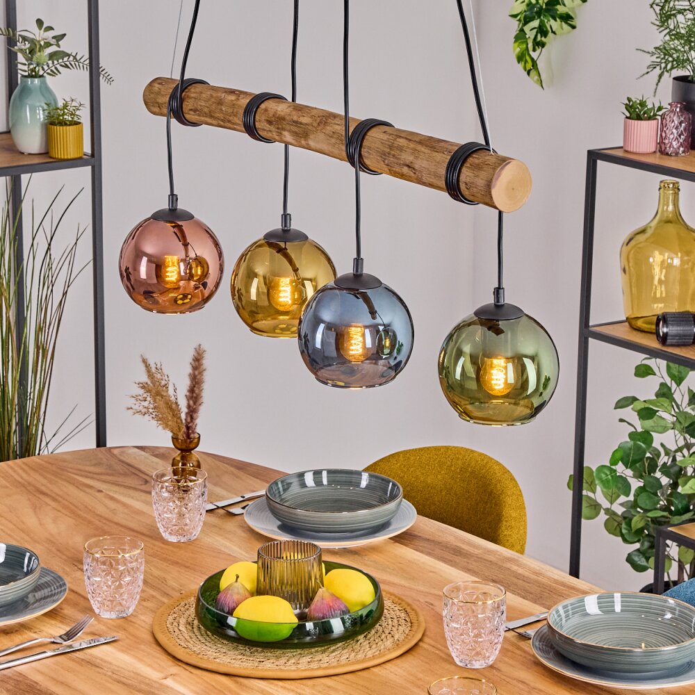 Koyoto Hanglamp, Kogellampje, Hanglamp Natuurlijke kleuren, Zwart, 4-lichts main product photo