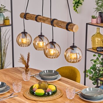 Koyoto Hanglamp, Kogellampje, Hanglamp Natuurlijke kleuren, Zwart, 4-lichts