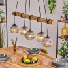 Ripoll Hanglamp, Kogellampje, Hanglamp Natuurlijke kleuren, Zwart, 5-lichts