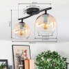 Koyoto Plafondlamp, Kogellampje Amber, Duidelijk, 2-lichts